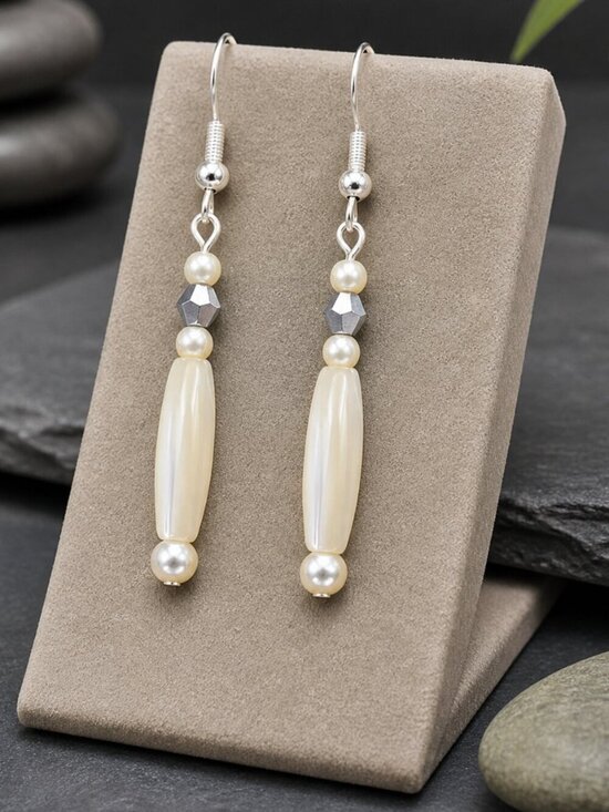 Artisan Jewelry - Simple Pearl Drop Earrings Sterling Silver | Handmade